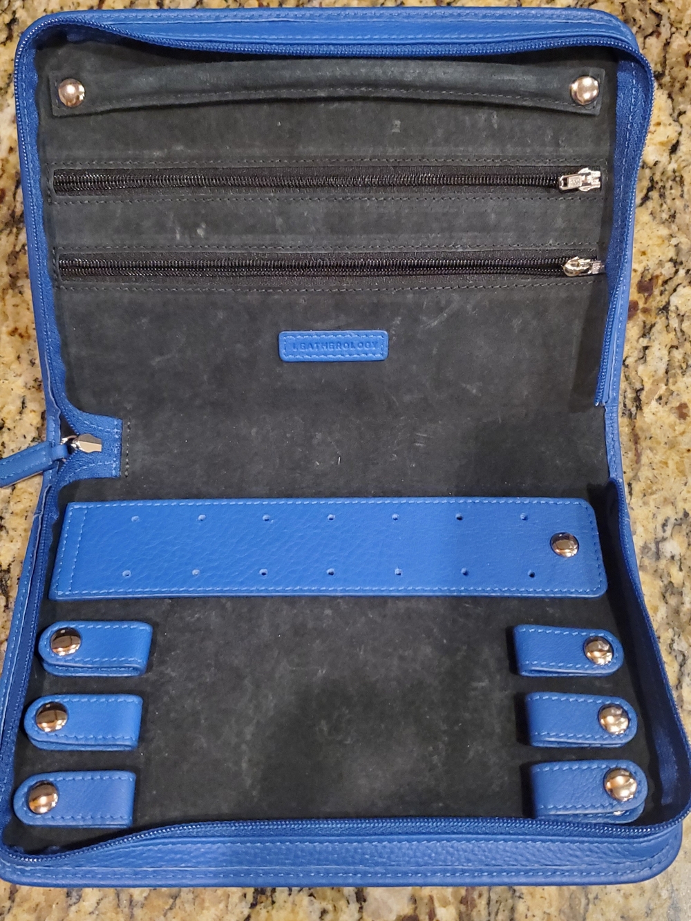 Leatherology Blue Jewelry Travel Case